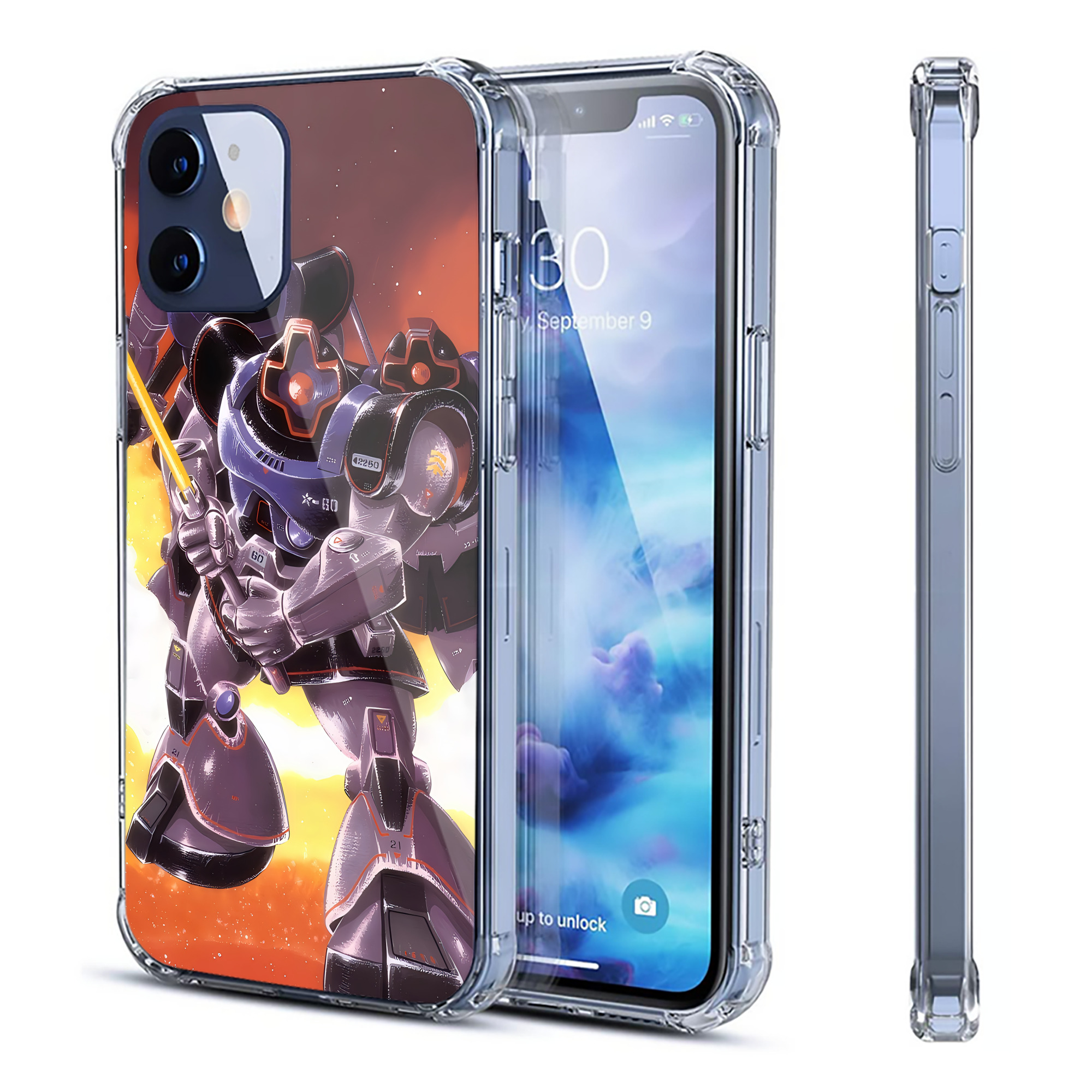 （画像用） 機動戦士ガンダム Mobile Suit Gundam 【iPhone 12シリーズ対応】透明スマホケース（クリアソフトケース）